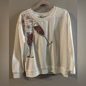 New Why   Dress Top Sequin embellishment pink champagne White Sz L M26